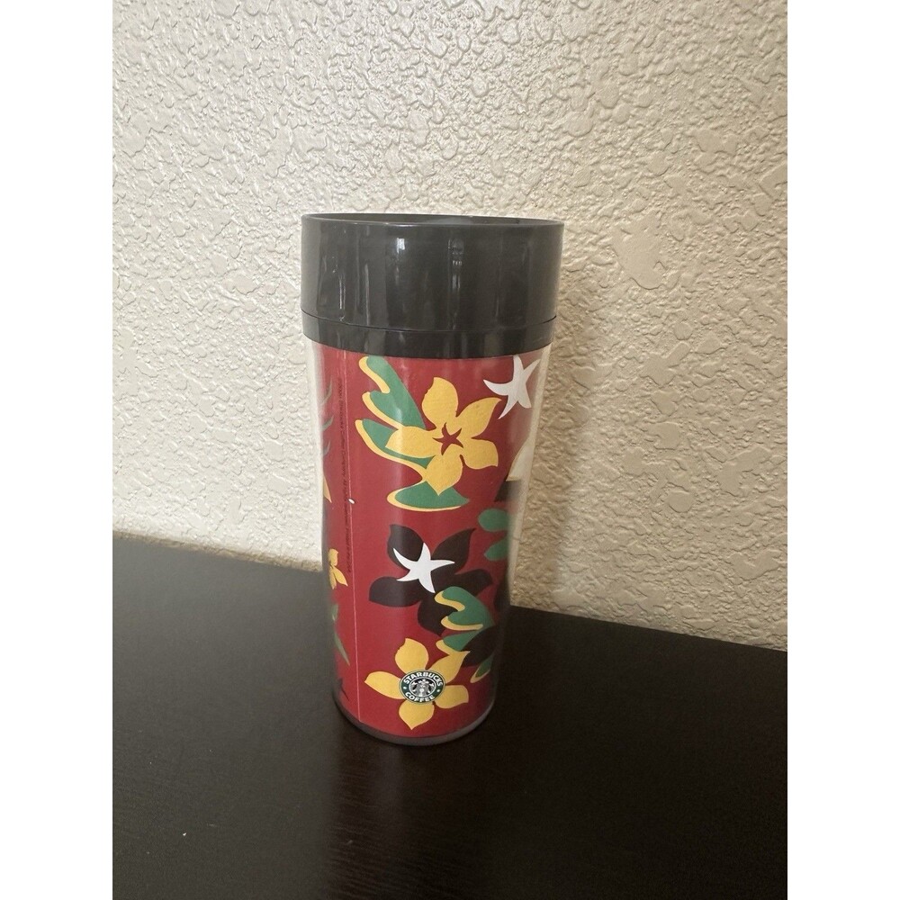 Vintage Starbucks 2000 Barista Flowered Collectible Travel Tumbler Cup 16oz RARE